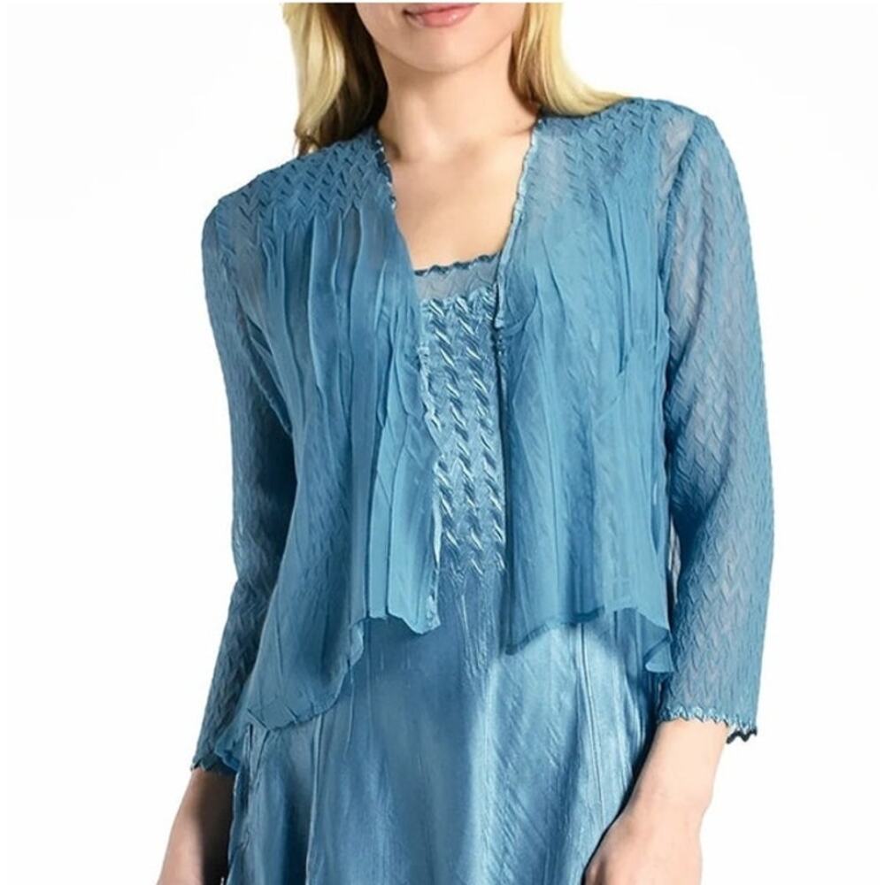 KOMAROV Wide Sleeve Charmeuse Chiffon Jacket XL